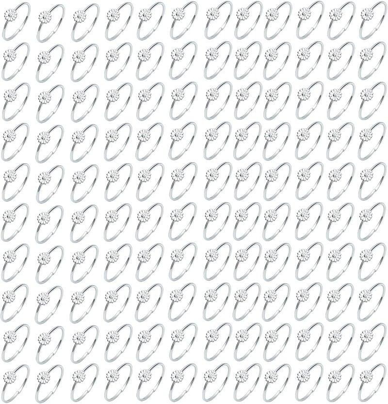 NEWITIN 120 Pieces Fake Rings Diamond Engagement Rings Silver Ring for Bridal Shower Party Game Wedding Table Decorations - Image 1